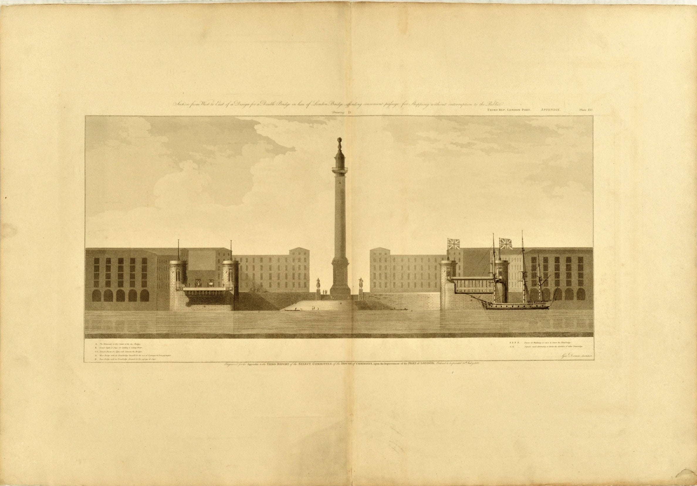 Dance, George (1741 - 1825) - Design for a Double Bridge, 1800