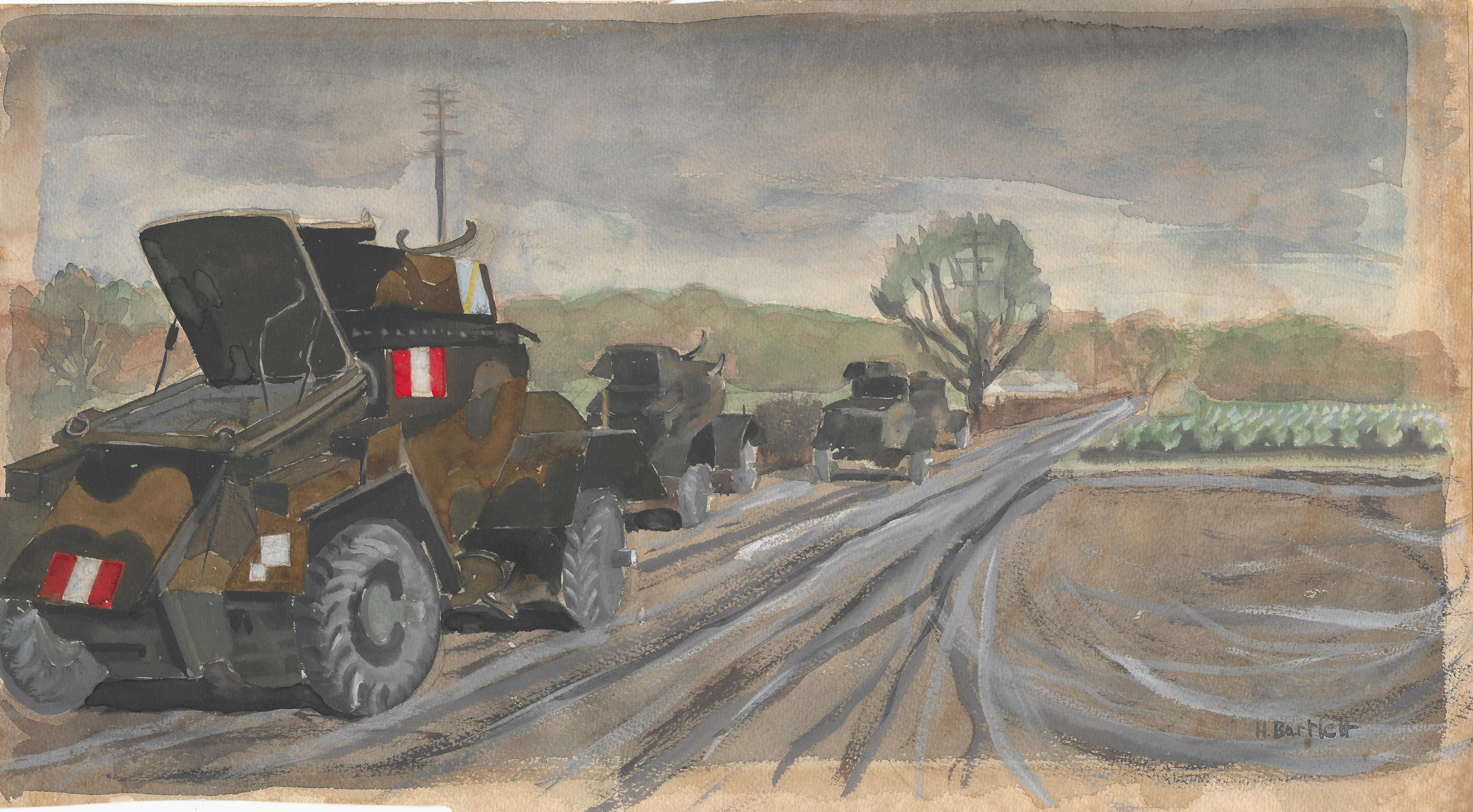 Bartlett, Henry Francis (1916 - 2014) - Armoured Cars Near Cambridge, December 1943