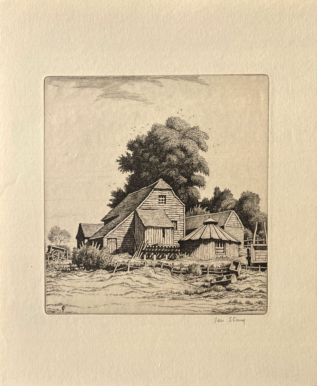 Strang, Ian (1886-1952) - Barns, Sussex Farmyard, 1932