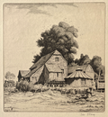 Strang, Ian (1886-1952) - Barns, Sussex Farmyard, 1932