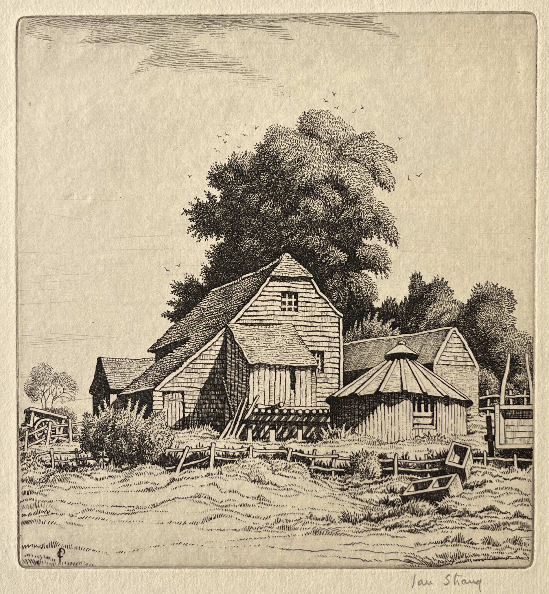 Strang, Ian (1886-1952) - Barns, Sussex Farmyard, 1932