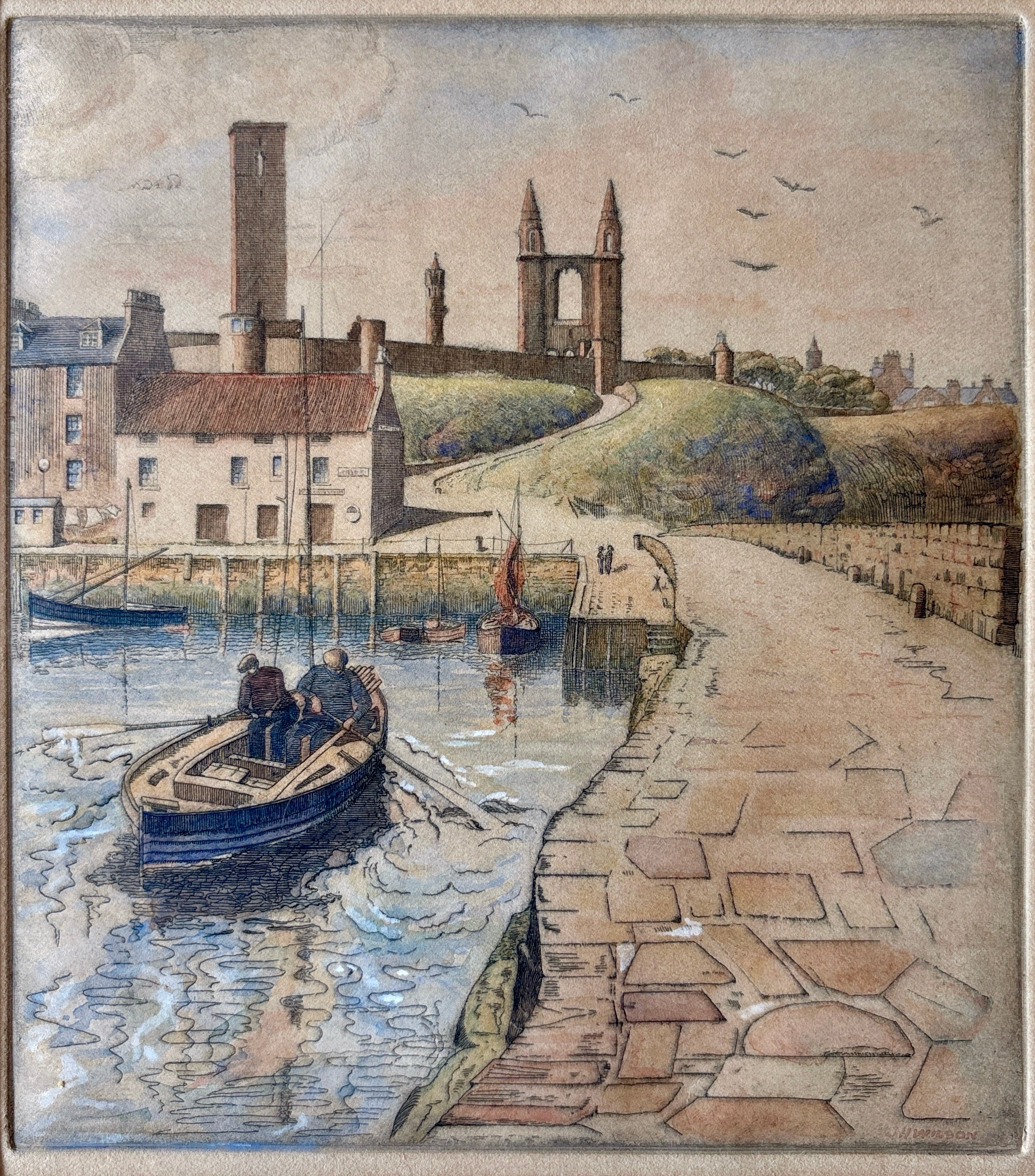 Unknown - View from St Andrews Harbour towards Cathedral, 1952
