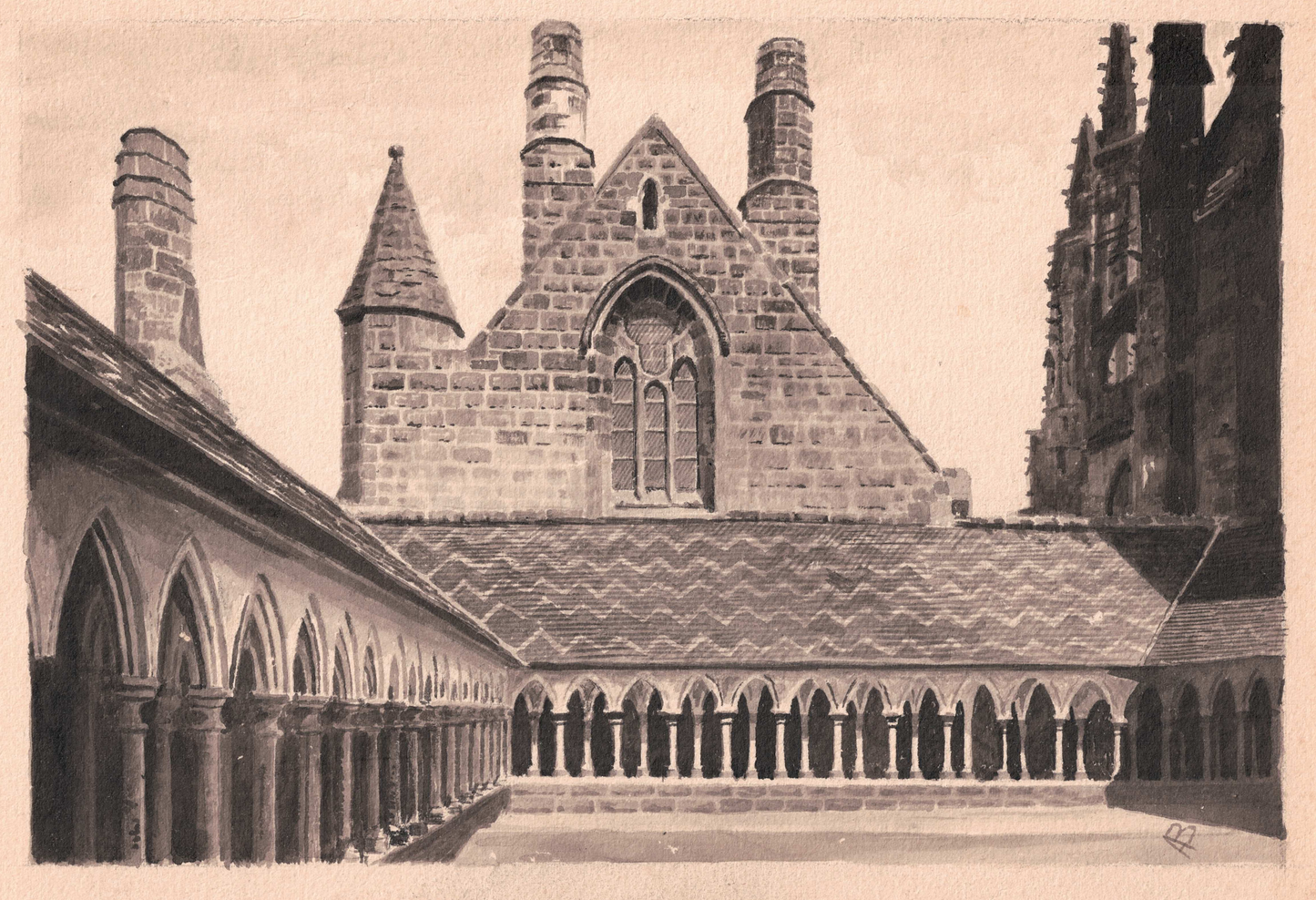 Interior of the Cloisters at Mont Saint Michel