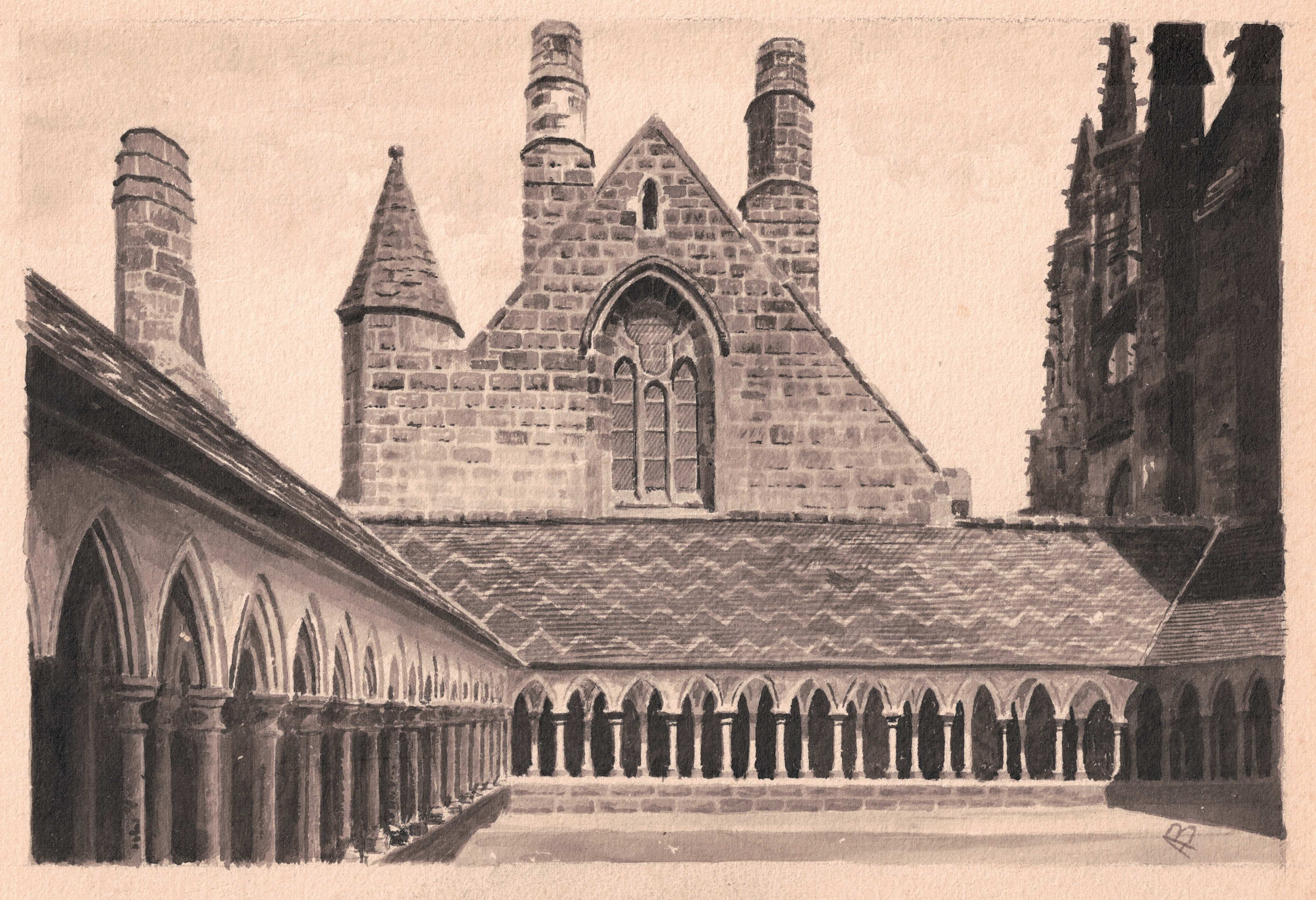 Blackwood, Alexander - Interior of the Cloisters at Mont Saint Michel, c. 1900