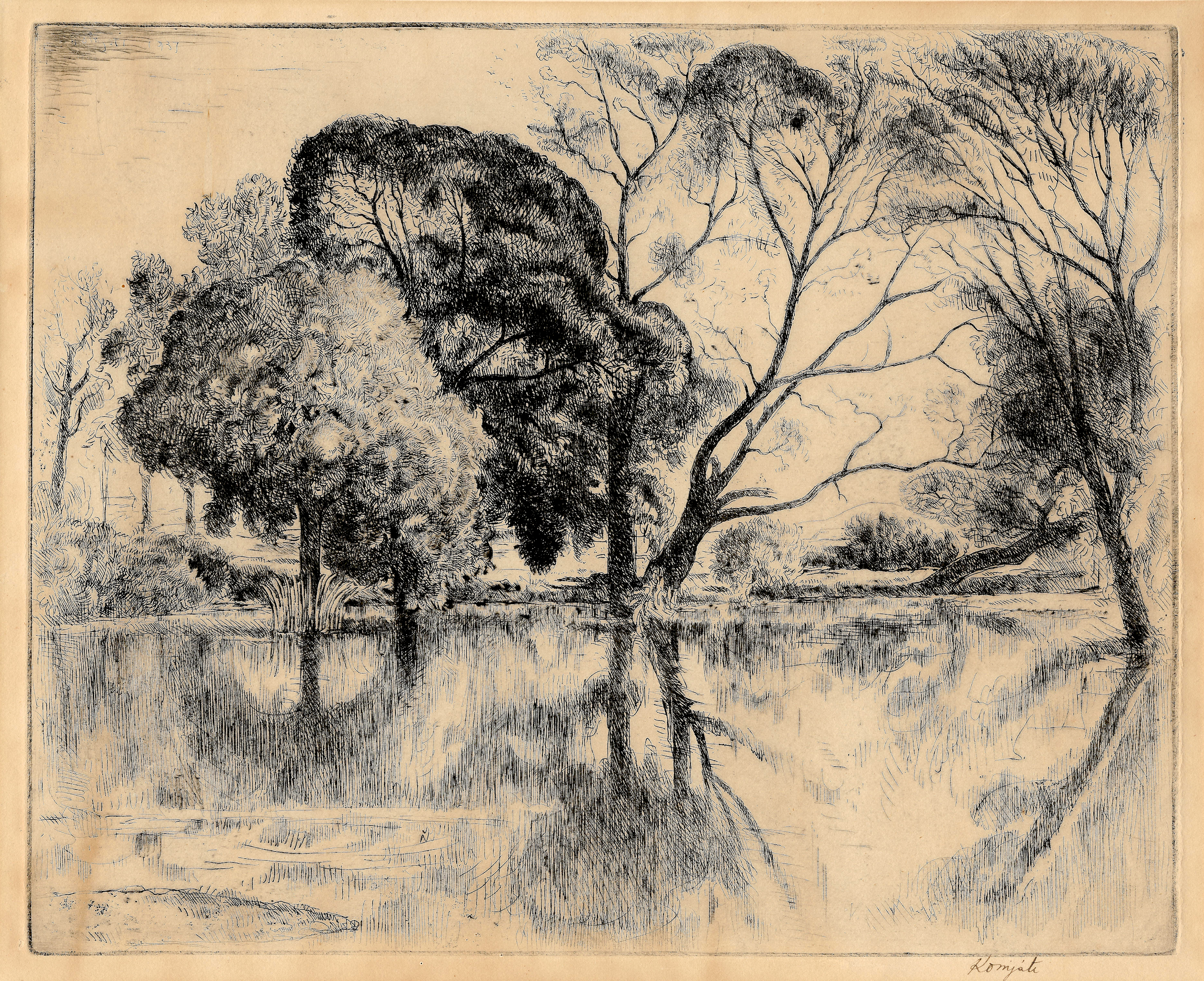 Komjáti, Julius (1894–1958) - Willows Above River, 1937.