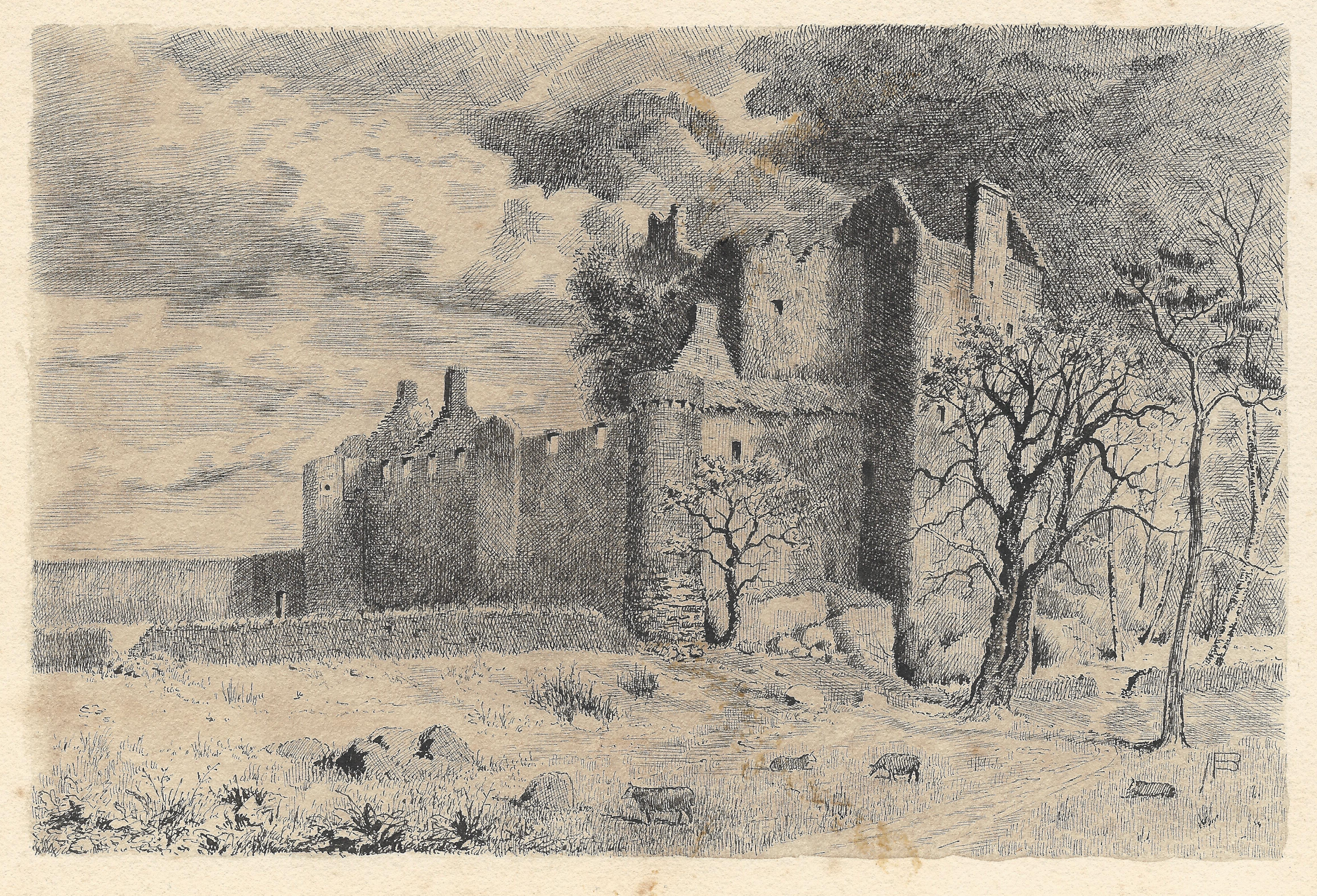 Blackwood, Alexander (1873-1953) - Craigmillar Castle near Edinburgh (Reverse), c. 1907