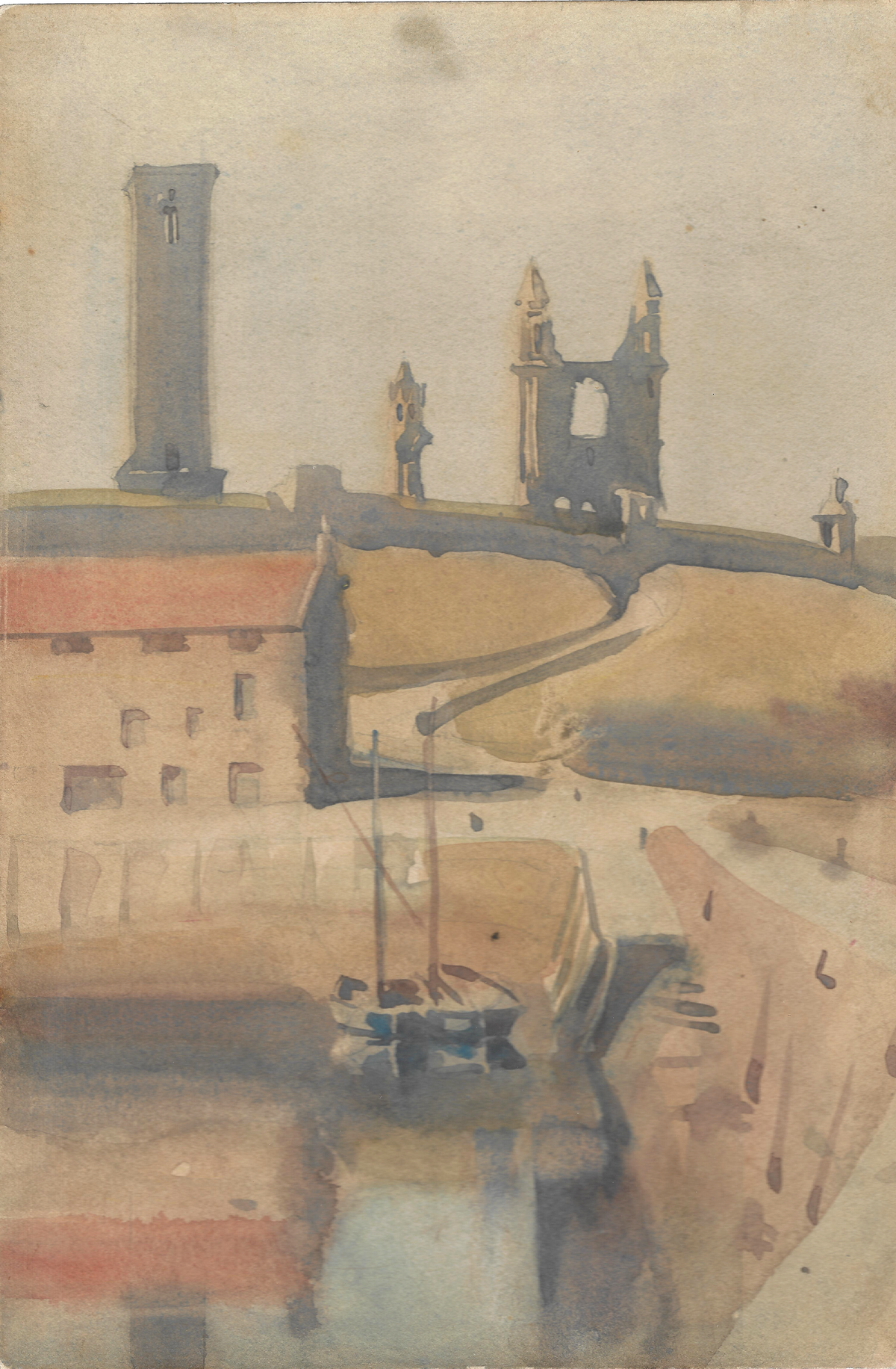 Chancellor, Jemima (1868 - 1954) - St Andrews Cathedral from the Harbour, c. 1900