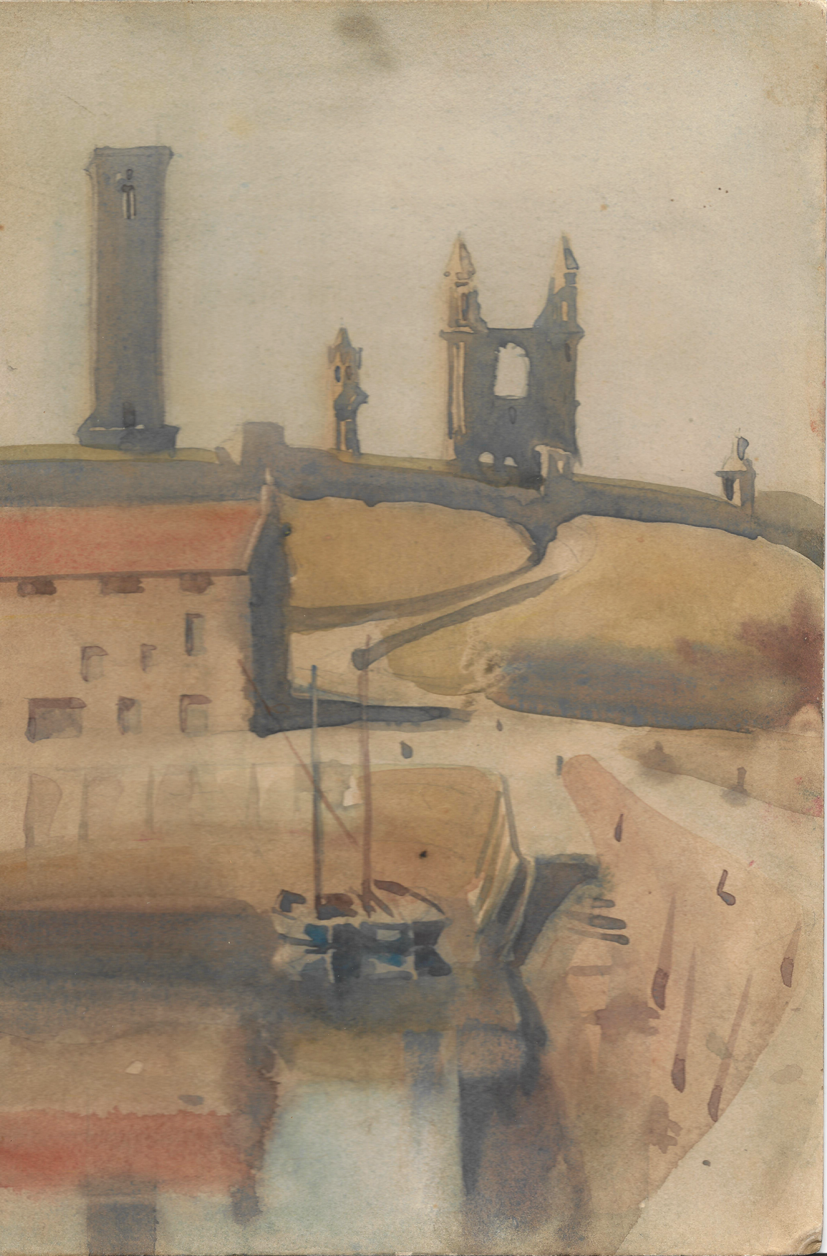 Chancellor, Jemima (1868 - 1954) - St Andrews Cathedral from the Harbour, c. 1900