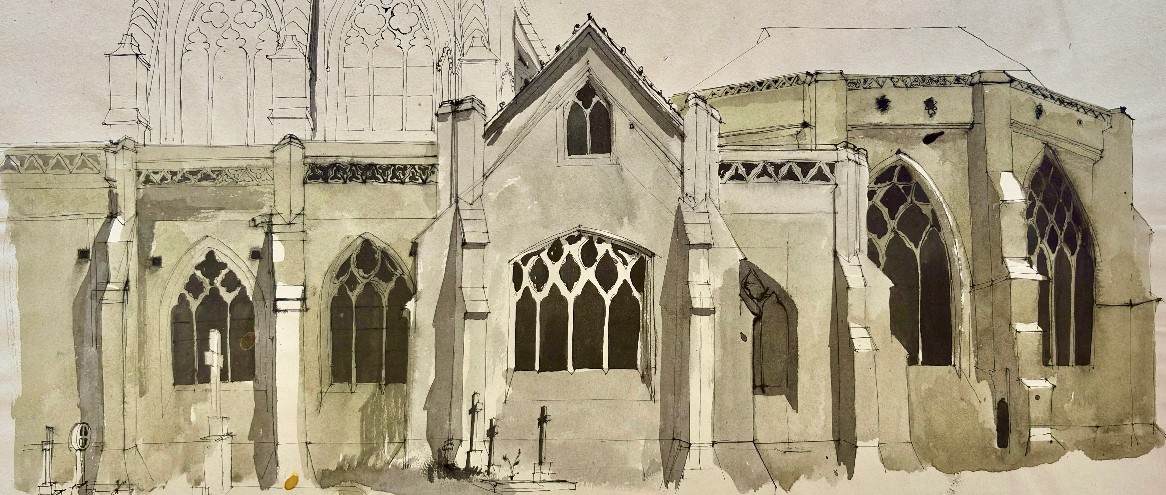 Bartram, Harold (1928 - 2022) - Wells Cathedral (South Apse), c. 1955.