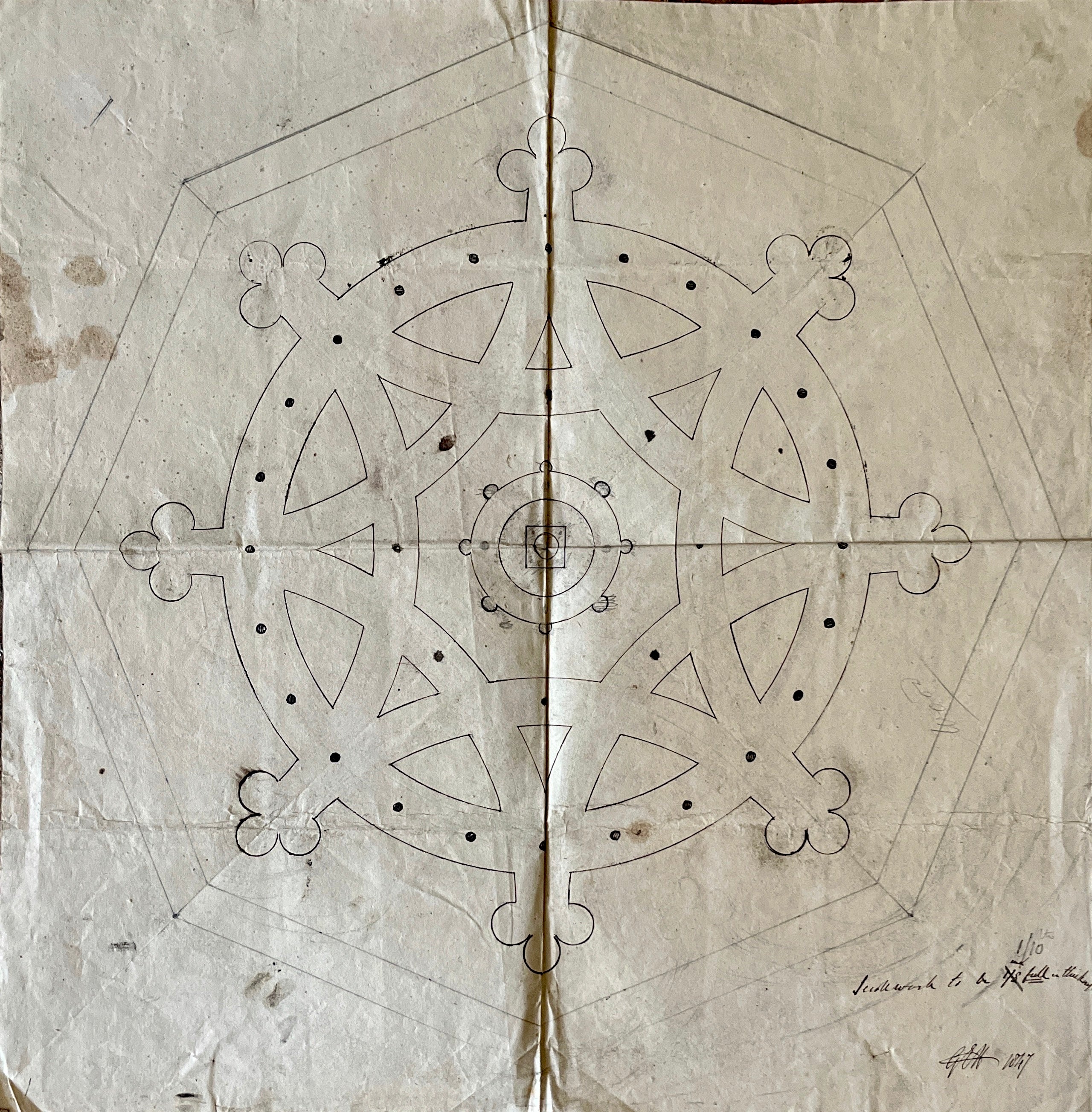 Scroll Work and Cross for Font Cover Decorated โ McEwing-Sexton-Smedley